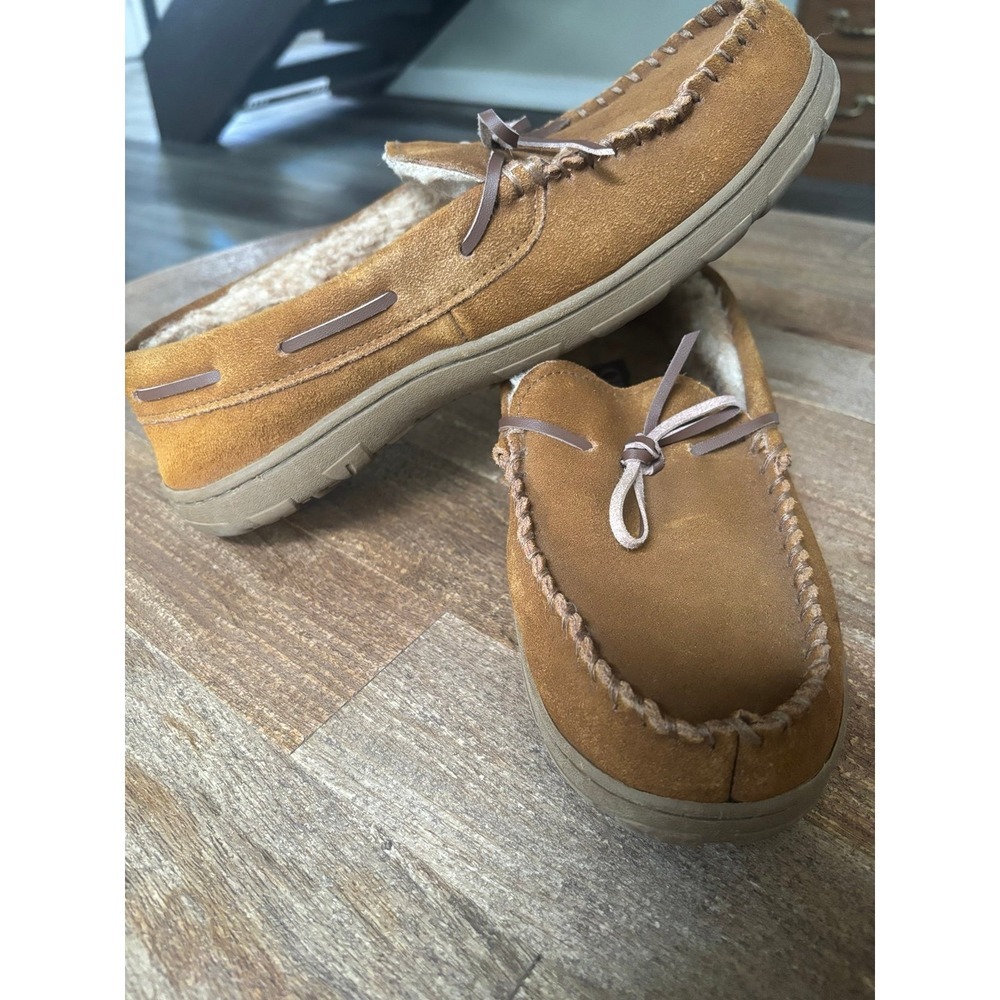 Men's sz 9.5 CHAPS Tuscany Brow Suede Leather Slippers‎